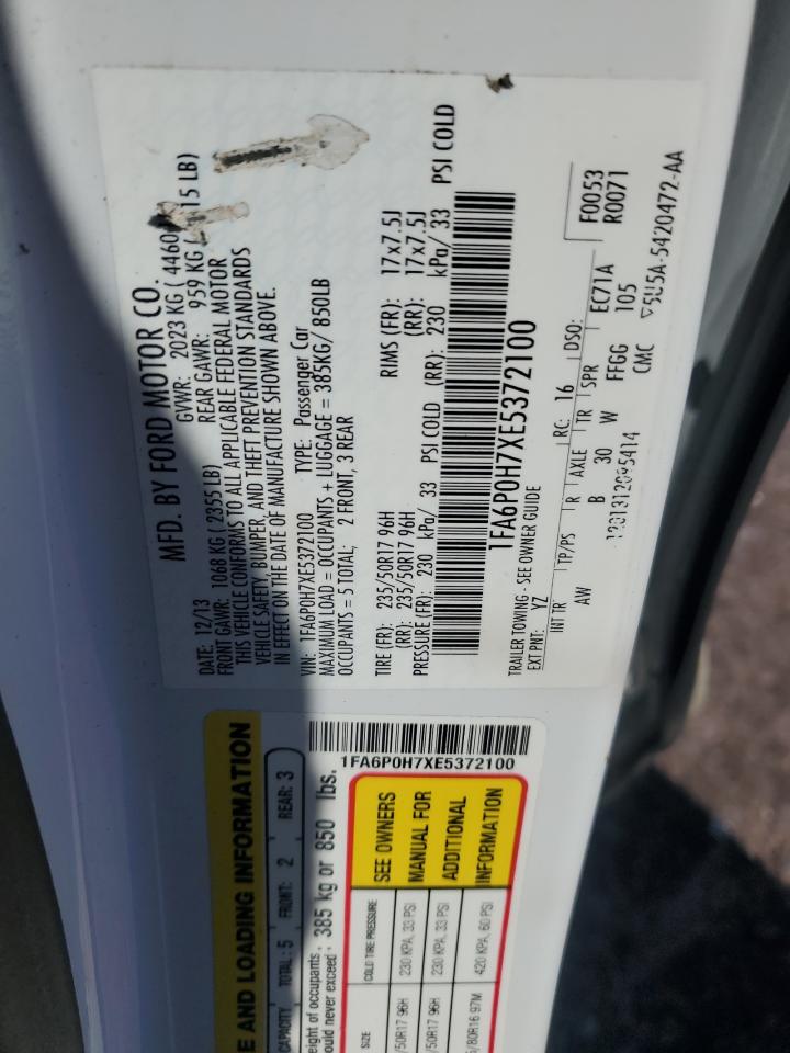 2014 Ford Fusion Se VIN: 1FA6P0H7XE5372100 Lot: 82393605