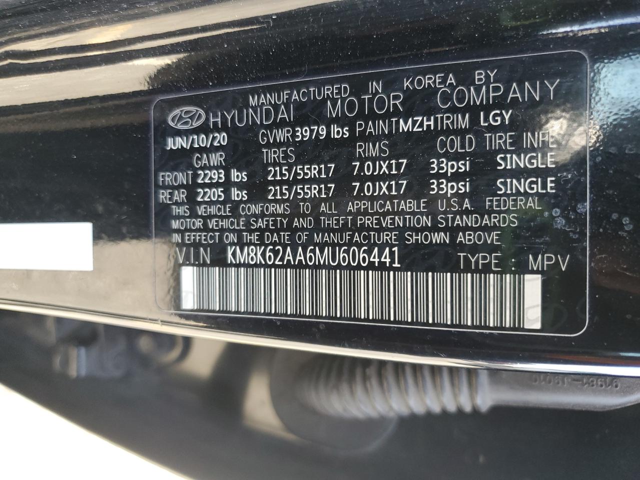 2021 Hyundai Kona Sel Plus VIN: KM8K62AA6MU606441 Lot: 87453575