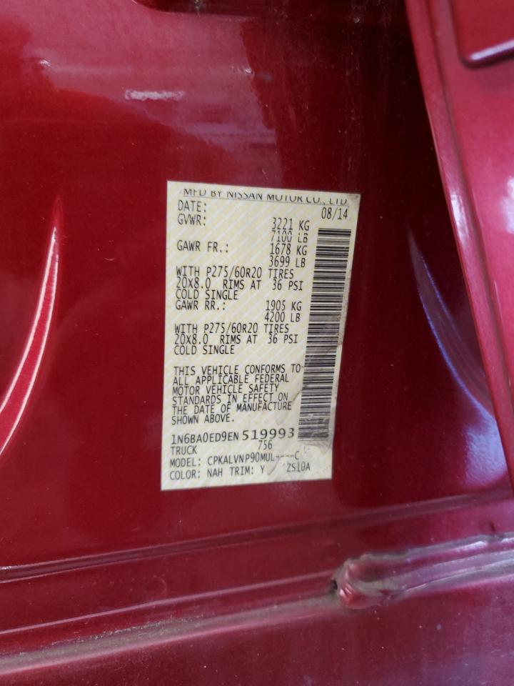 2014 Nissan Titan S VIN: 1N6BA0ED9EN519993 Lot: 86891655