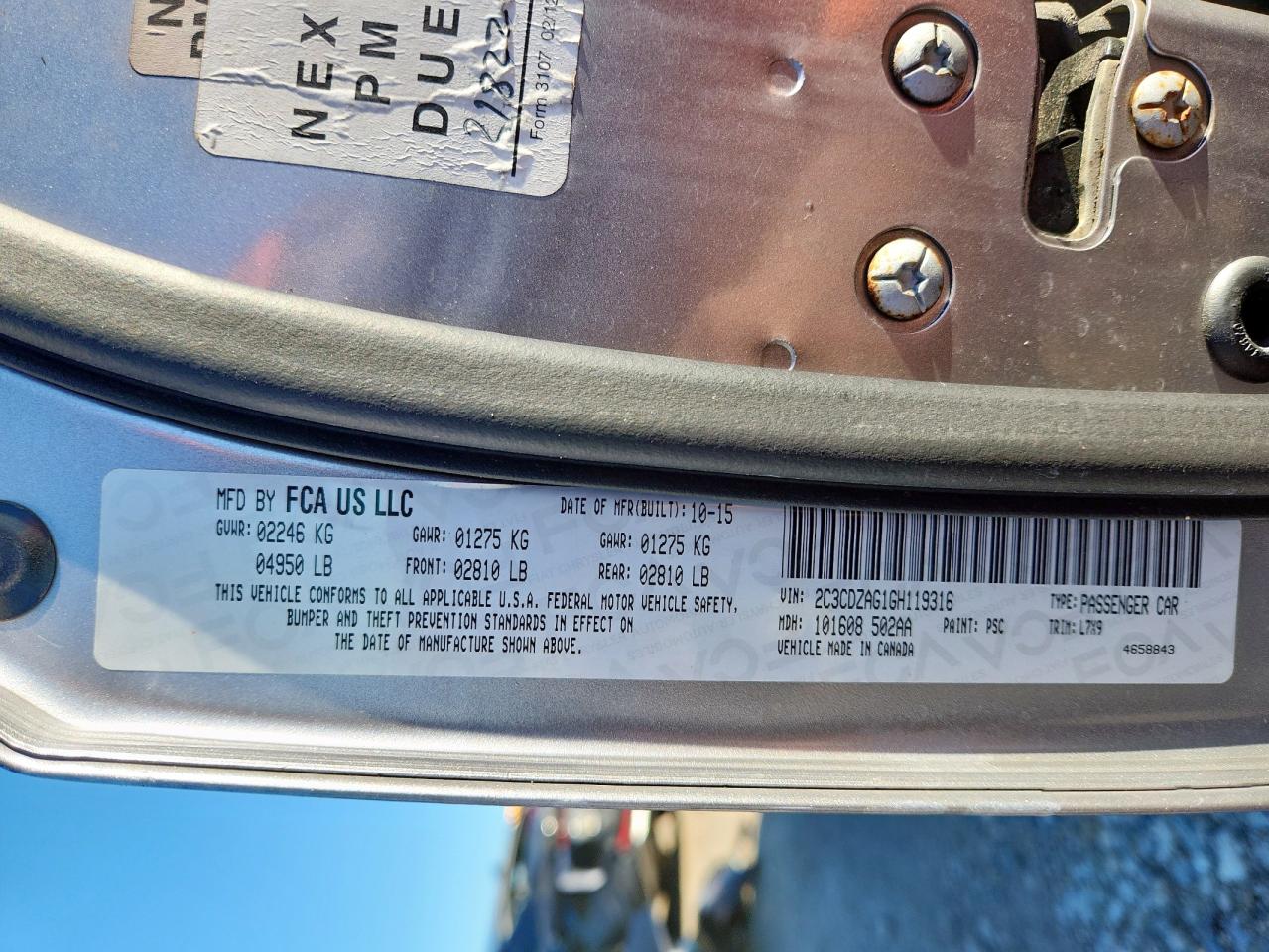 2016 Dodge Challenger Sxt VIN: 2C3CDZAG1GH119316 Lot: 90743125