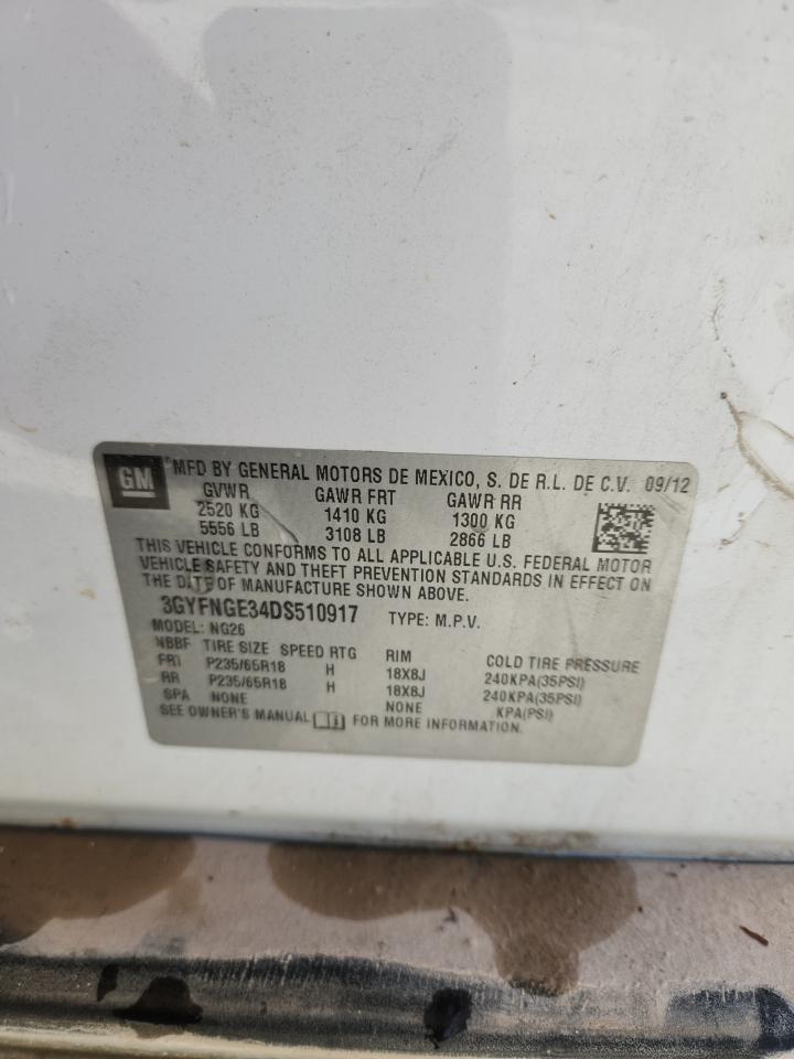 2013 Cadillac Srx Luxury Collection VIN: 3GYFNGE34DS510917 Lot: 90840495