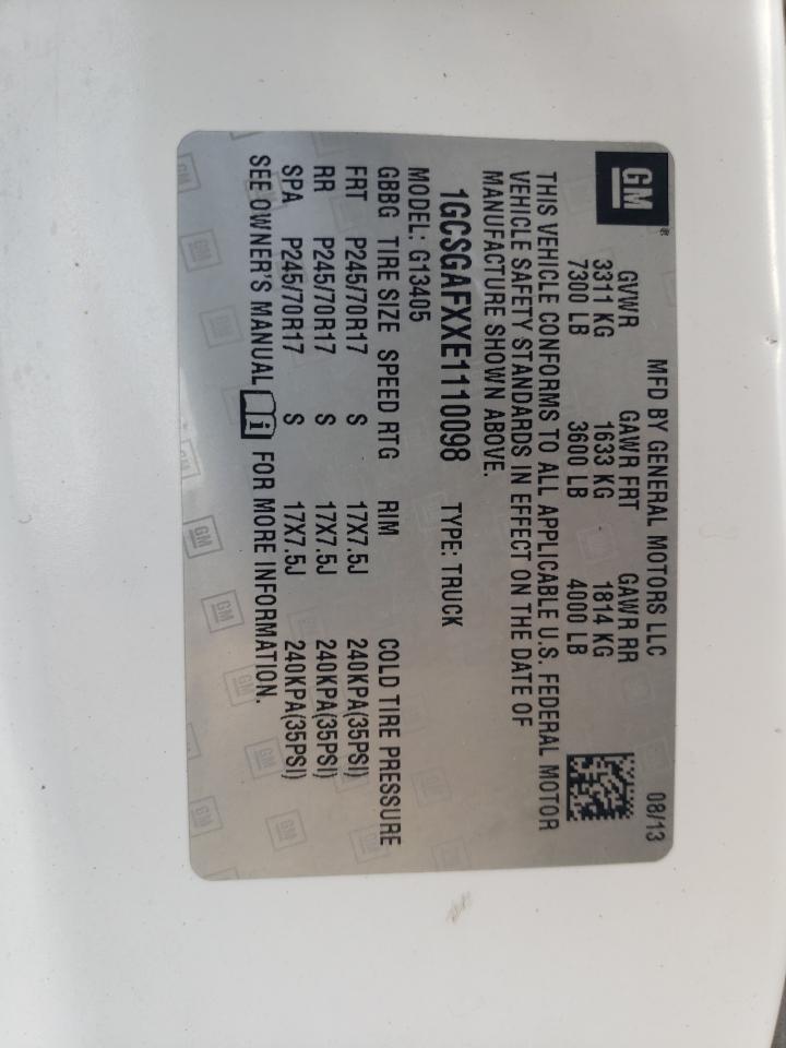 2014 Chevrolet Express G1500 VIN: 1GCSGAFXXE1110098 Lot: 81989655