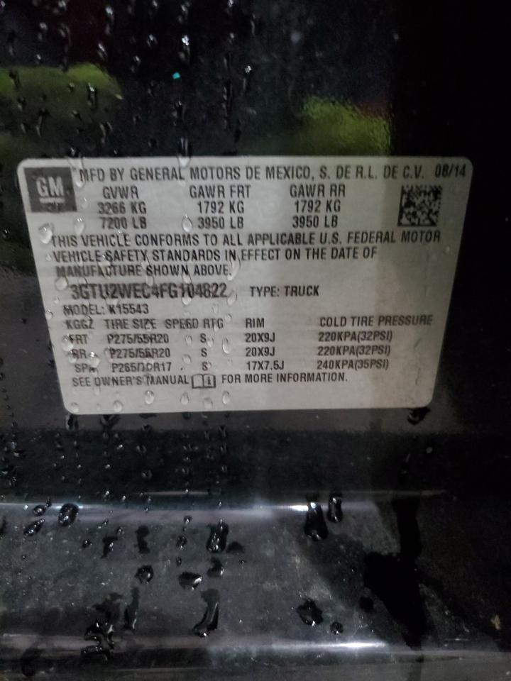 2015 GMC Sierra K1500 Denali VIN: 3GTU2WEC4FG104822 Lot: 90275385