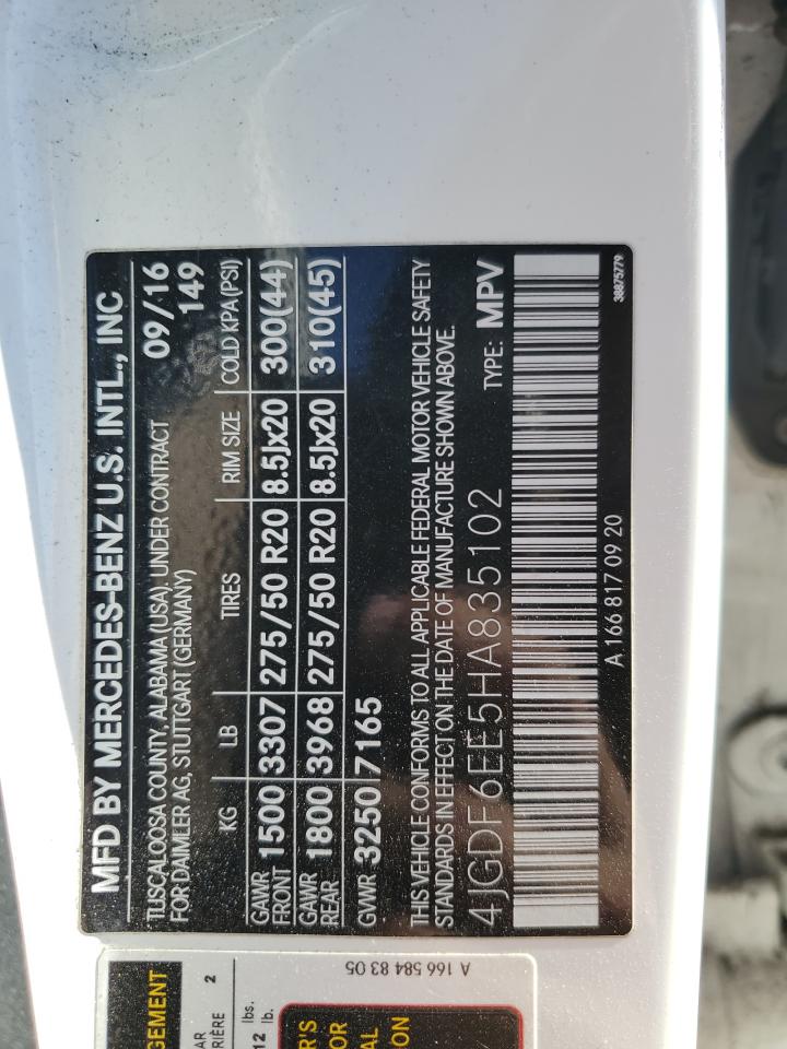 2017 Mercedes-Benz Gls 450 4Matic VIN: 4JGDF6EE5HA835102 Lot: 89884085