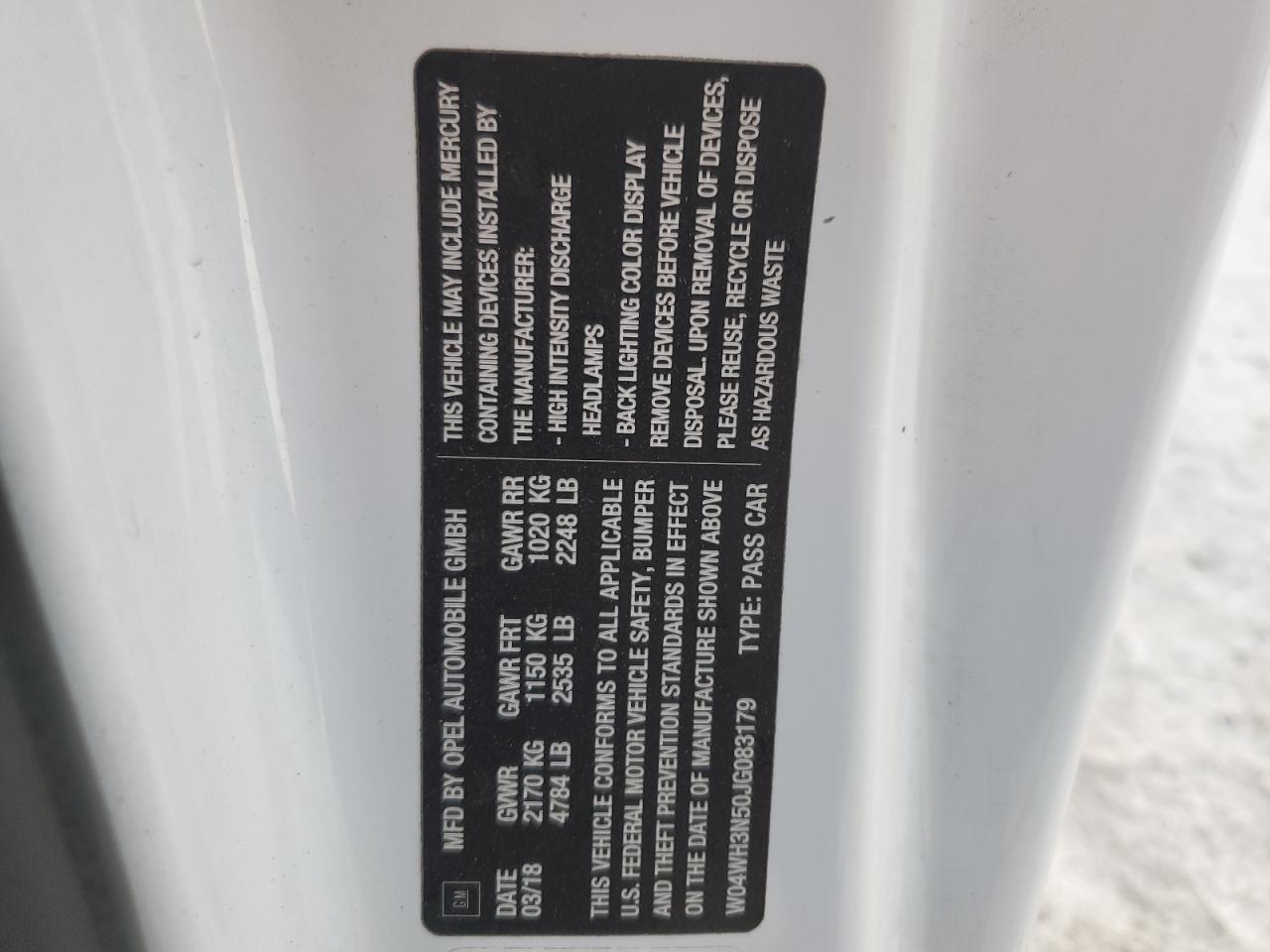 2018 Buick Cascada Premium VIN: W04WH3N50JG083179 Lot: 86140055