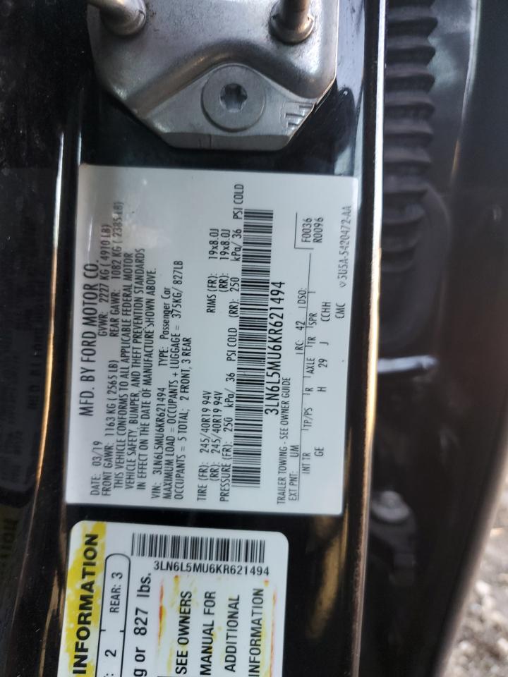 2019 Lincoln Mkz Reserve Ii VIN: 3LN6L5MU6KR621494 Lot: 82709125