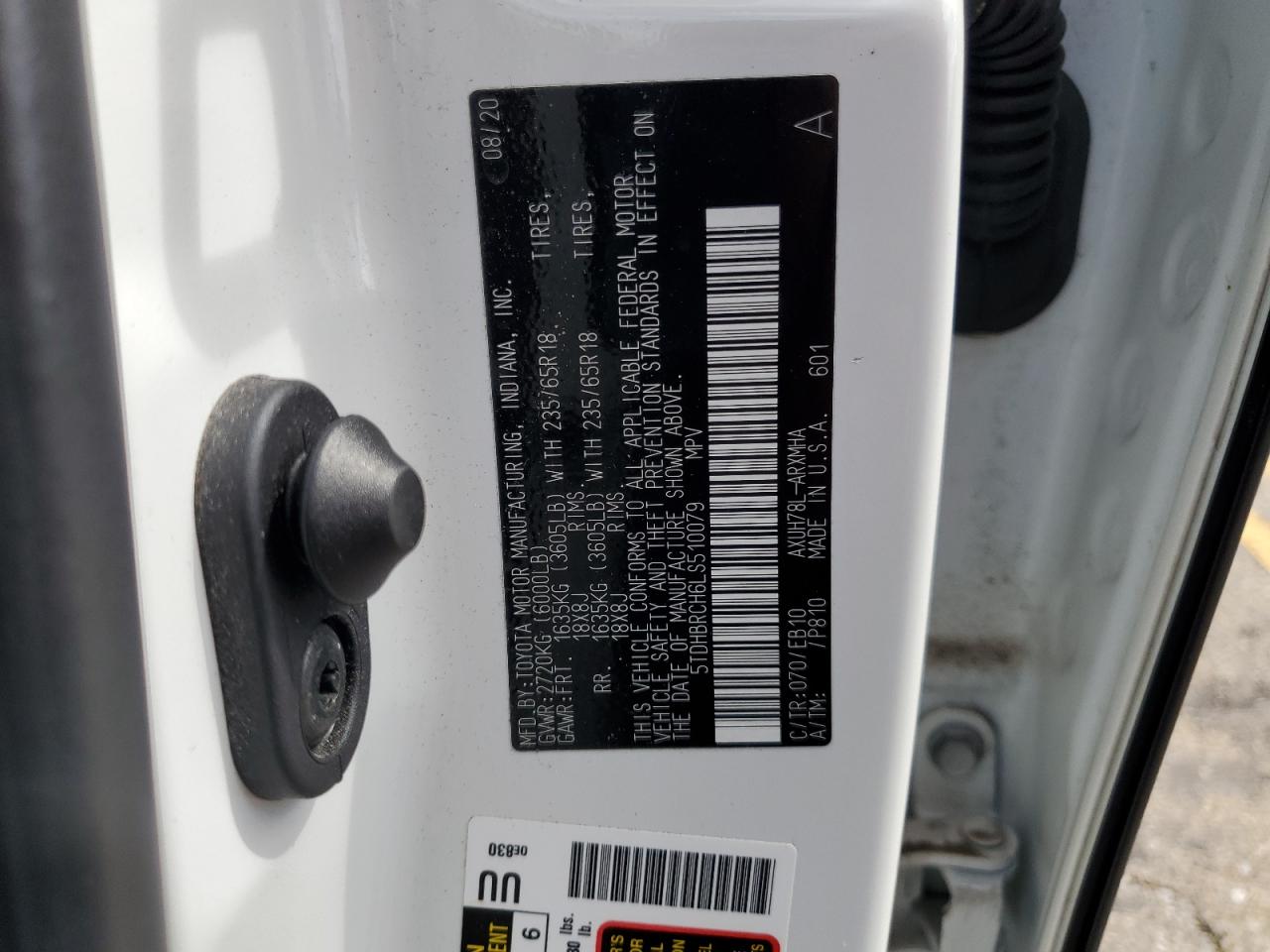 2020 Toyota Highlander Hybrid Xle VIN: 5TDHBRCH6LS510079 Lot: 85088145