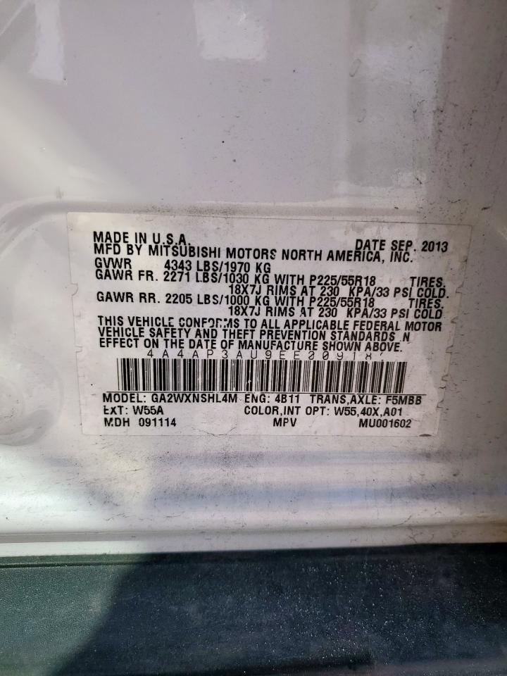 2014 Mitsubishi Outlander Sport Es VIN: 4A4AP3AU9EE009186 Lot: 82195395