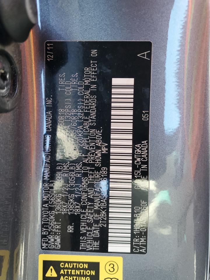 2012 Lexus Rx 350 VIN: 2T2BK1BA5CC136189 Lot: 85077645