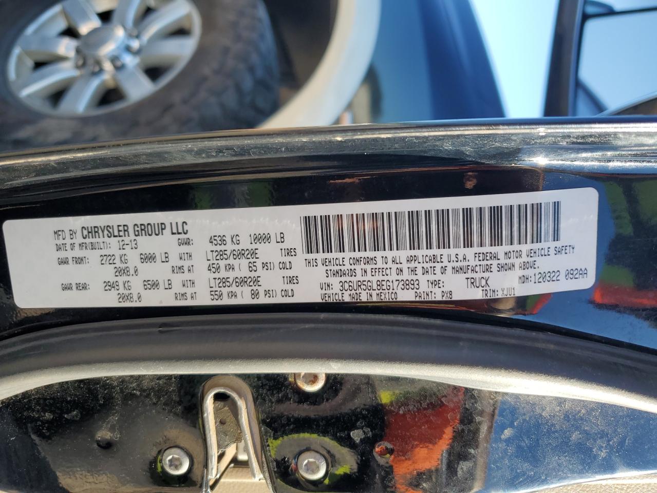 2014 Ram 2500 Longhorn VIN: 3C6UR5GL8EG173893 Lot: 85734665