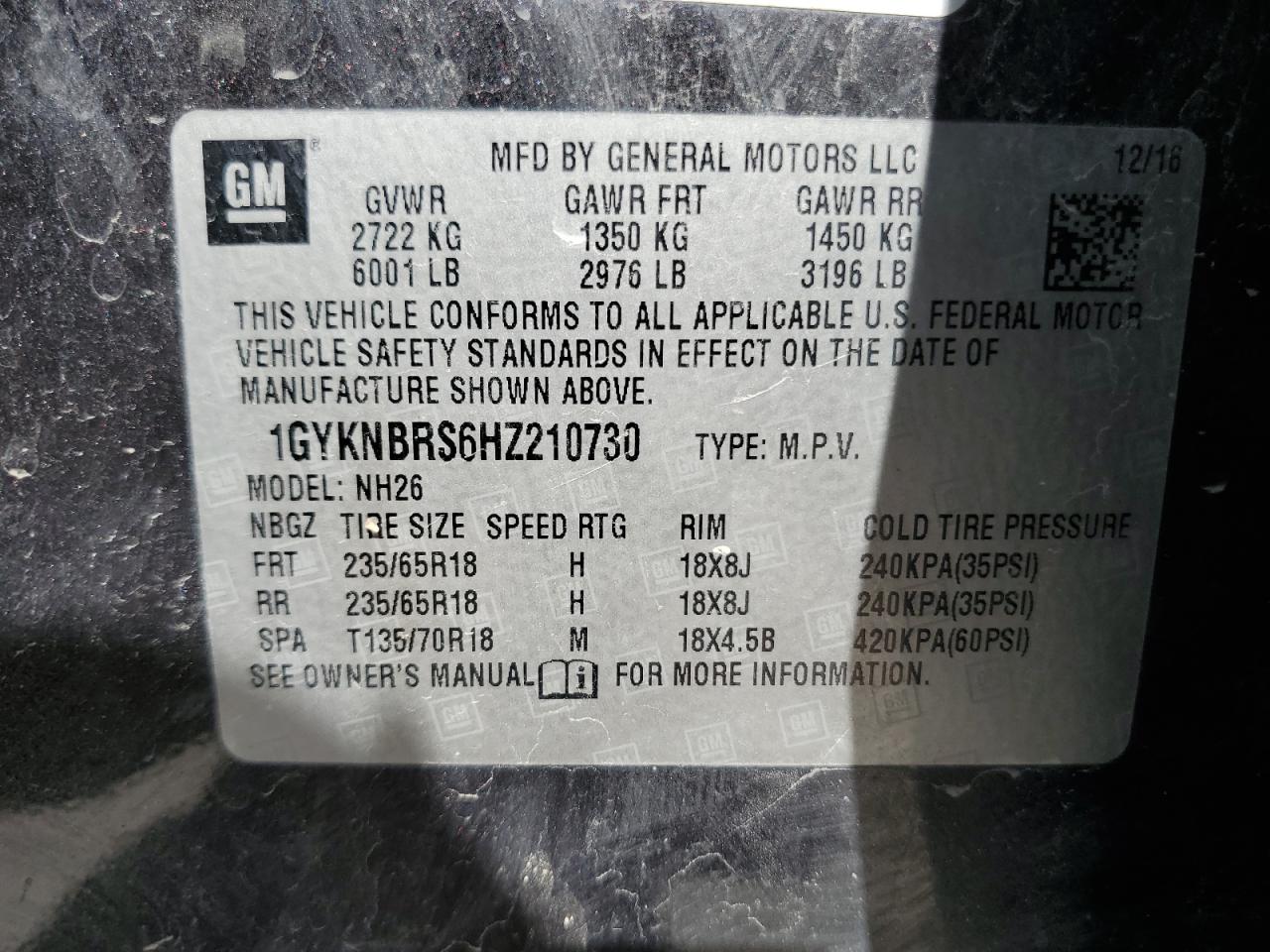 2017 Cadillac Xt5 Luxury VIN: 1GYKNBRS6HZ210730 Lot: 89510275