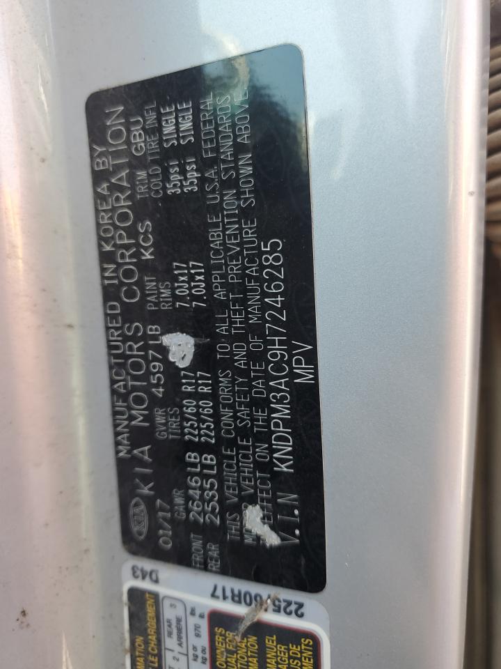 2017 Kia Sportage Lx VIN: KNDPM3AC9H7246285 Lot: 82004625