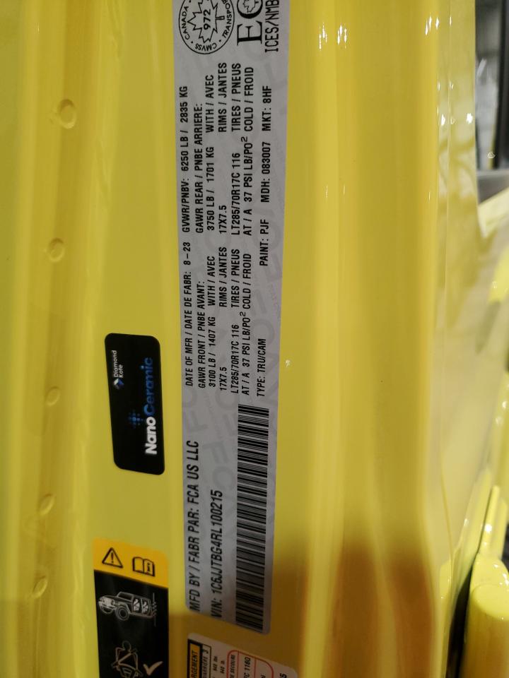 2024 Jeep Gladiator Rubicon VIN: 1C6JJTBG4RL100215 Lot: 89700205