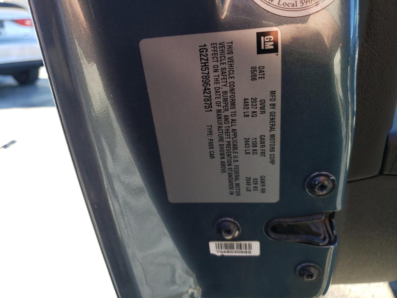 2006 Pontiac G6 Gt VIN: 1G2ZH578964278751 Lot: 86879525