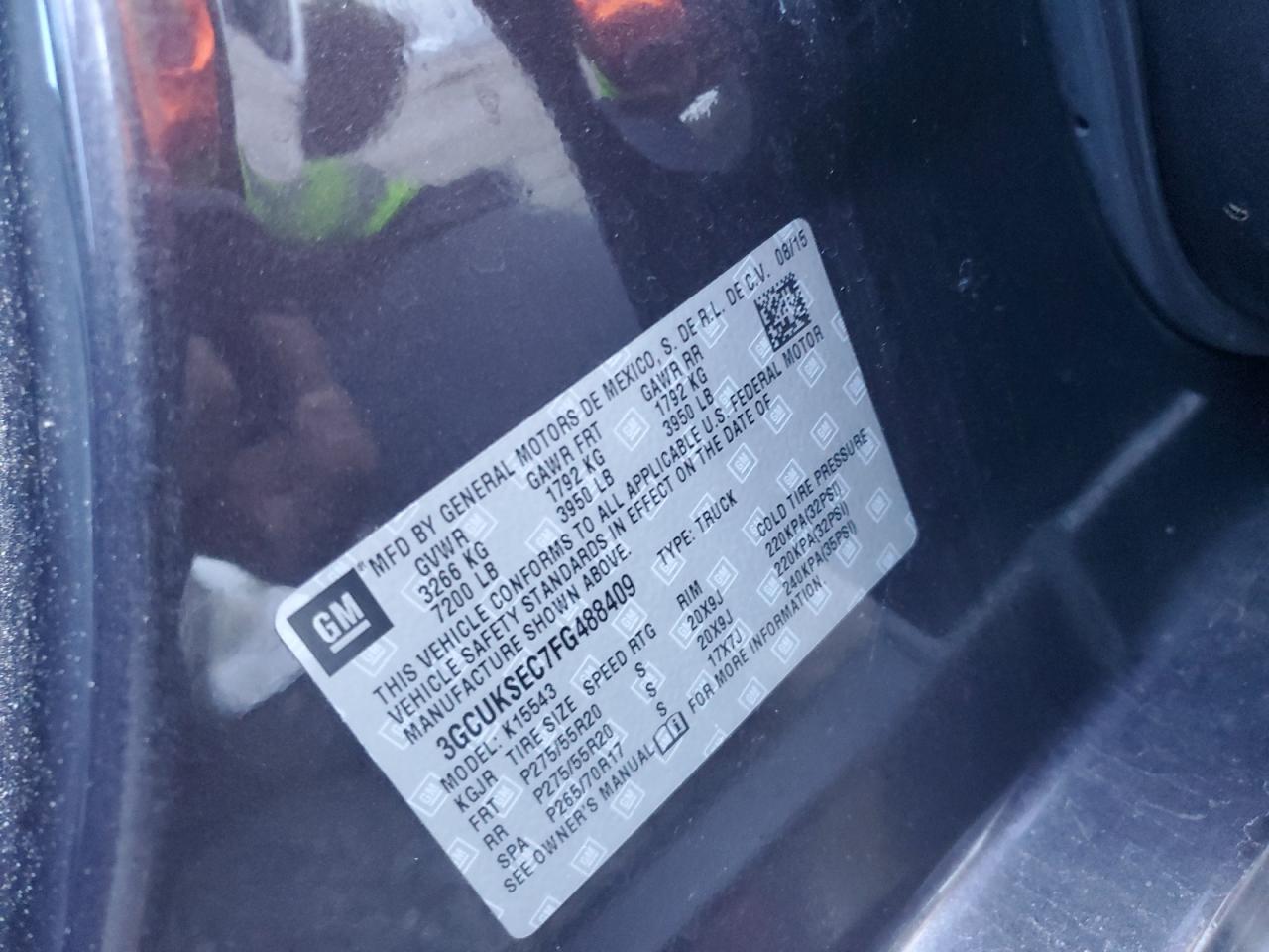 2015 Chevrolet Silverado K1500 Ltz VIN: 3GCUKSEC7FG488409 Lot: 86123805