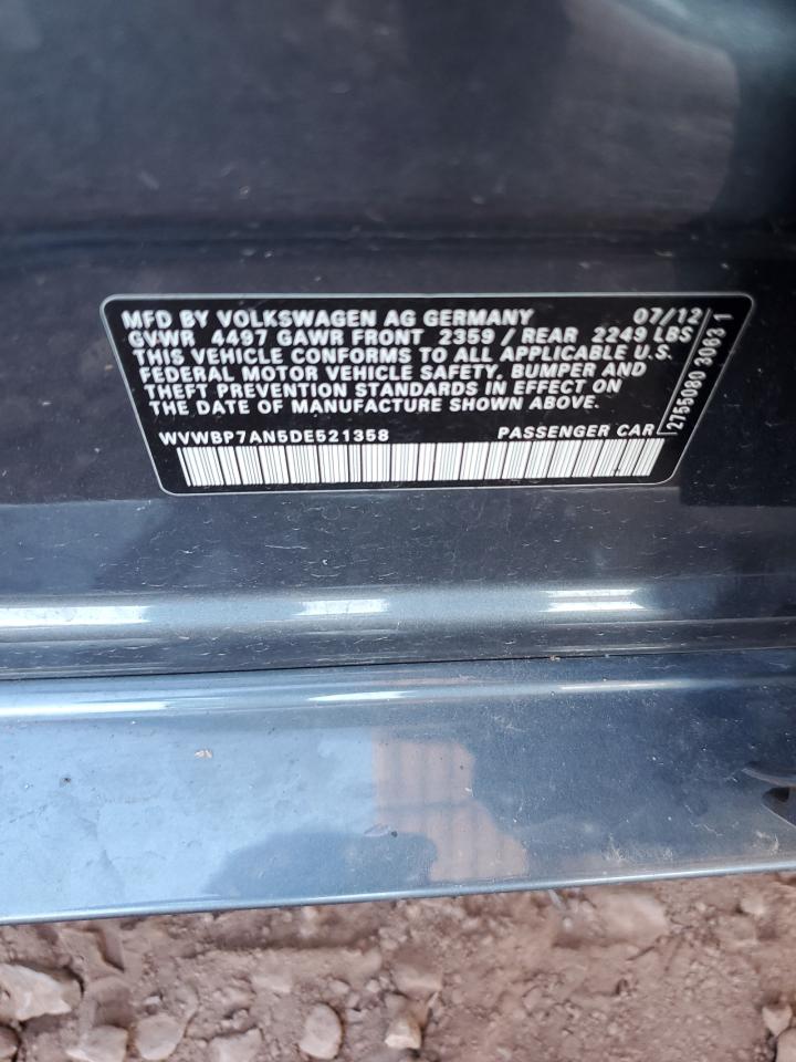 2013 Volkswagen Cc Sport VIN: WVWBP7AN5DE521358 Lot: 85149395