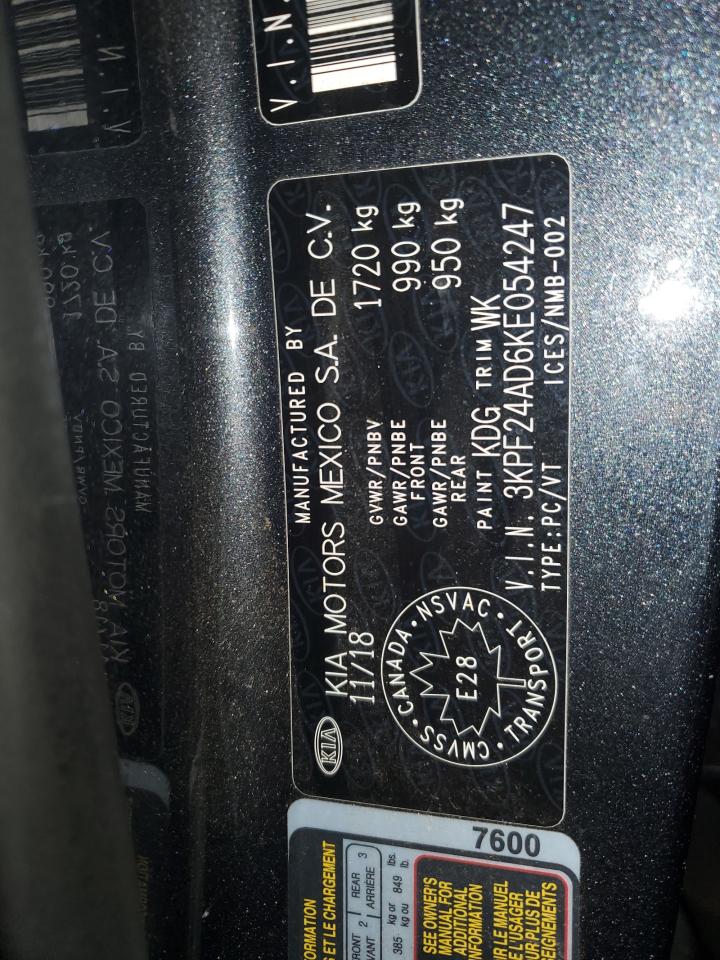 2019 Kia Forte Fe VIN: 3KPF24AD6KE054247 Lot: 91018185