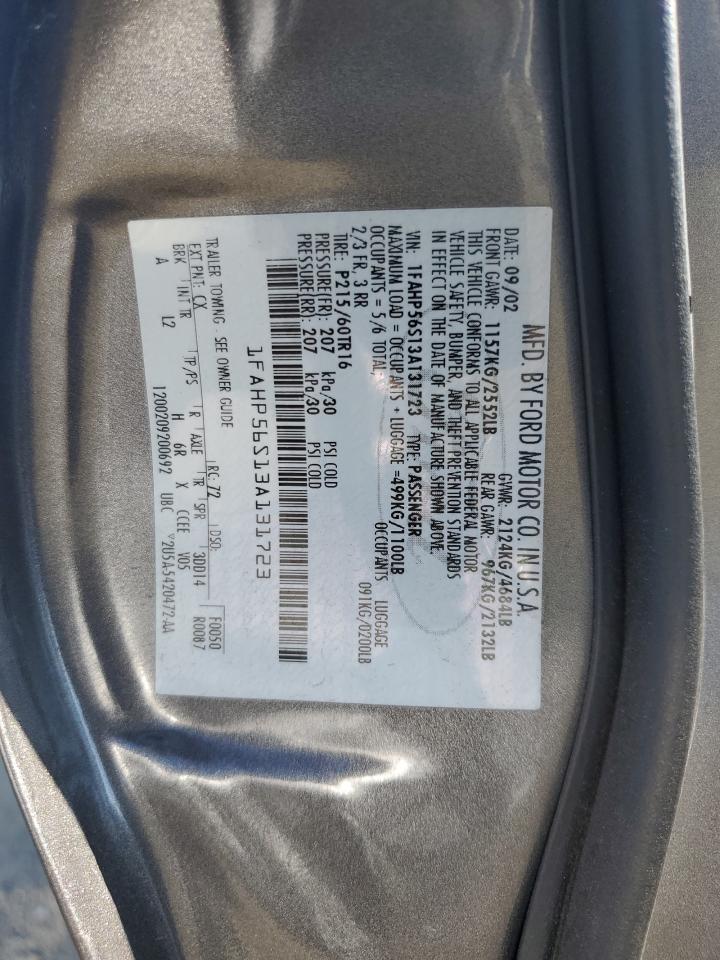 2003 Ford Taurus Sel VIN: 1FAHP56S13A131723 Lot: 82593465