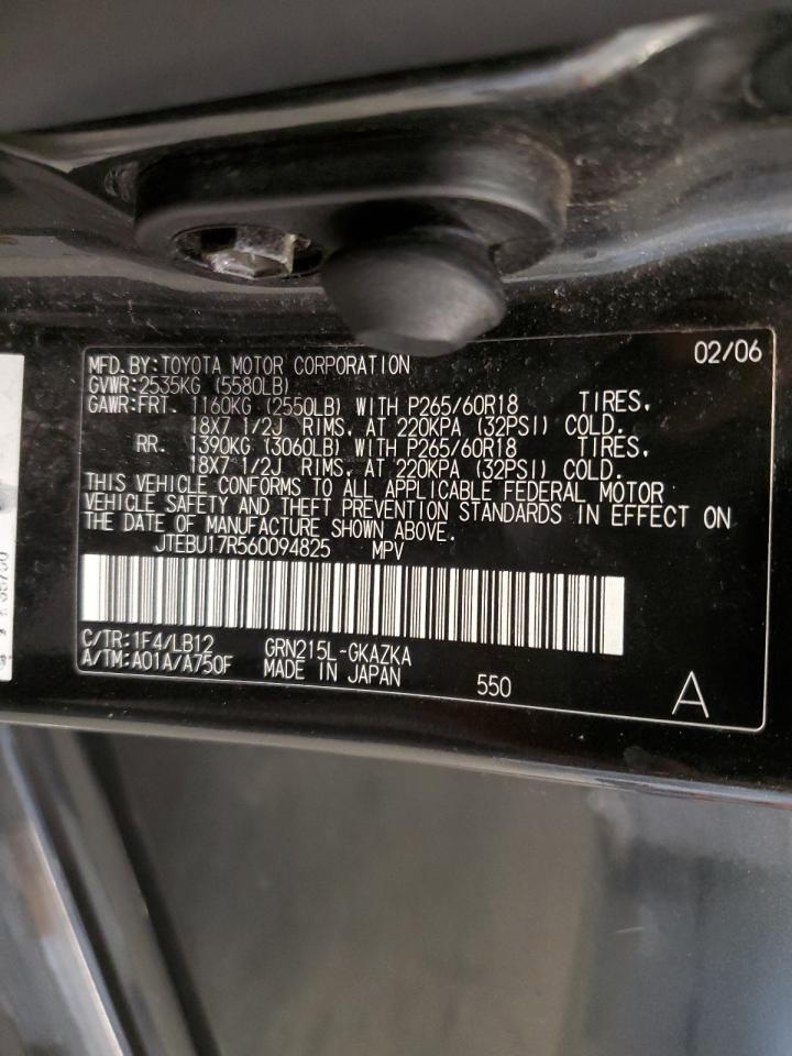 2006 Toyota 4Runner Limited VIN: JTEBU17R560094825 Lot: 86111985