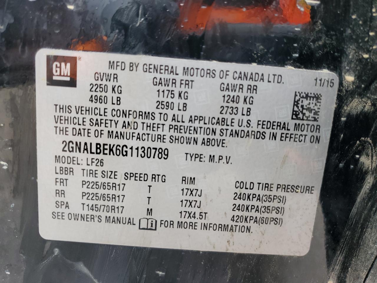 2016 Chevrolet Equinox Ls VIN: 2GNALBEK6G1130789 Lot: 81284445