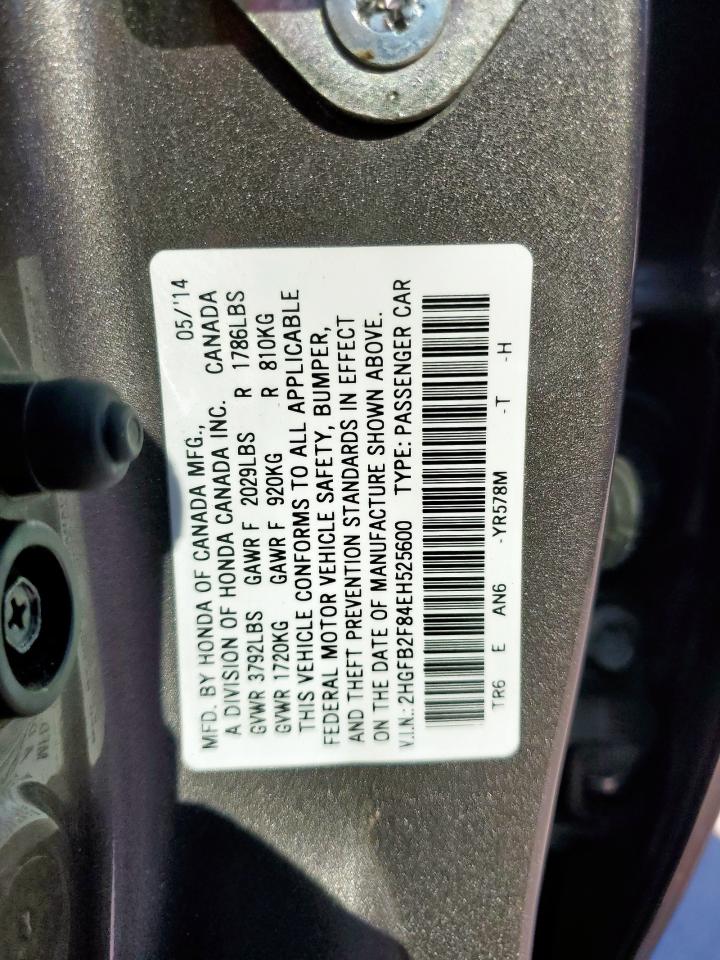 2014 Honda Civic Ex VIN: 2HGFB2F84EH525600 Lot: 82405285