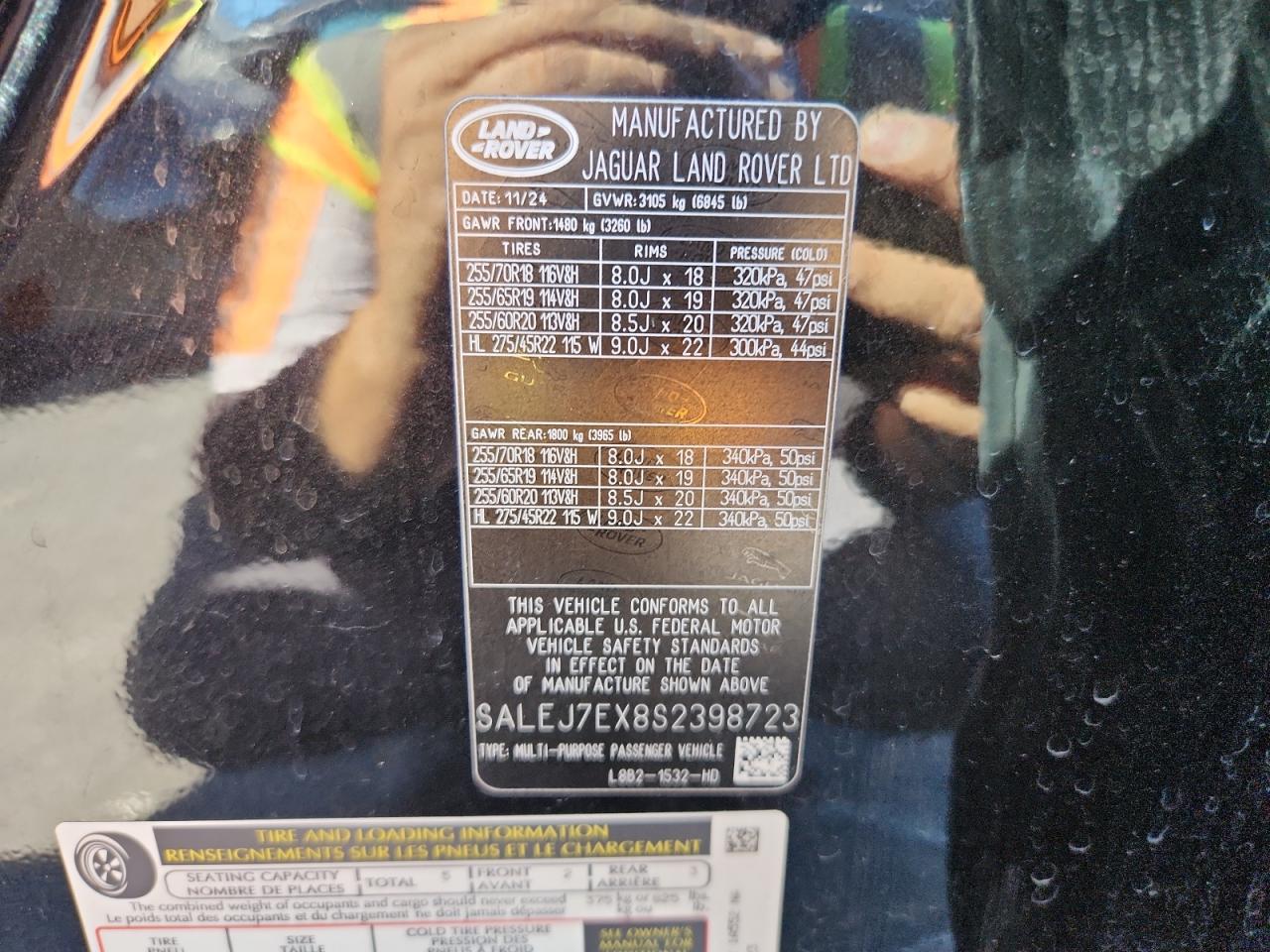 2025 Land Rover Defender 110 S VIN: SALEJ7EX8S2398723 Lot: 85581765