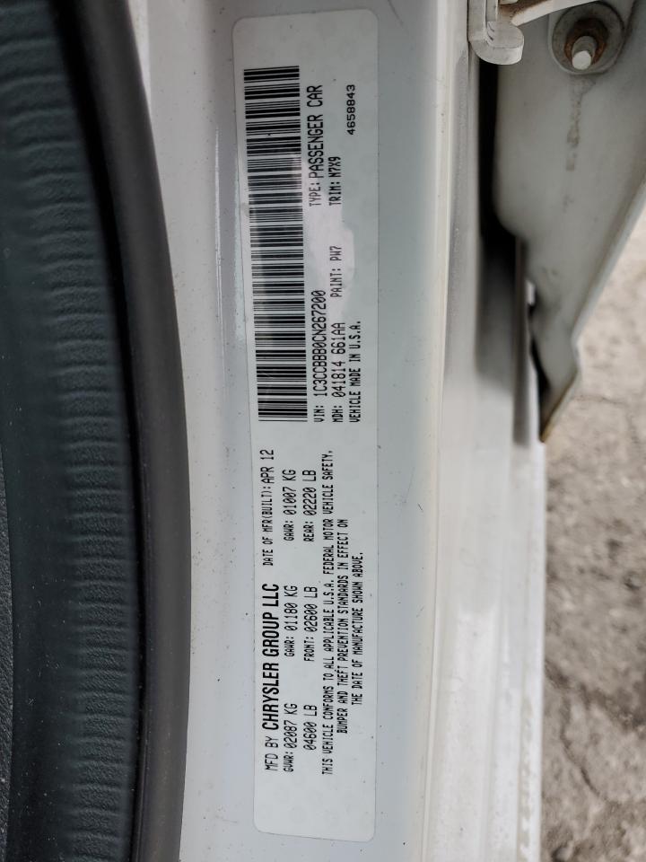 2012 Chrysler 200 Touring VIN: 1C3CCBBB0CN267200 Lot: 89463985