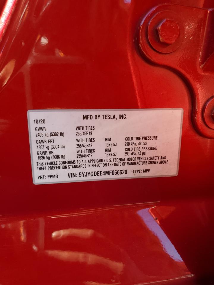2021 Tesla Model Y VIN: 5YJYGDEE4MF066620 Lot: 87449625