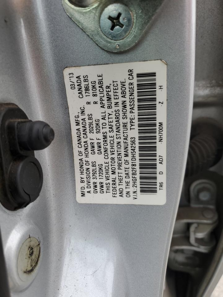 2013 Honda Civic Ex VIN: 2HGFB2F81DH542563 Lot: 85293815