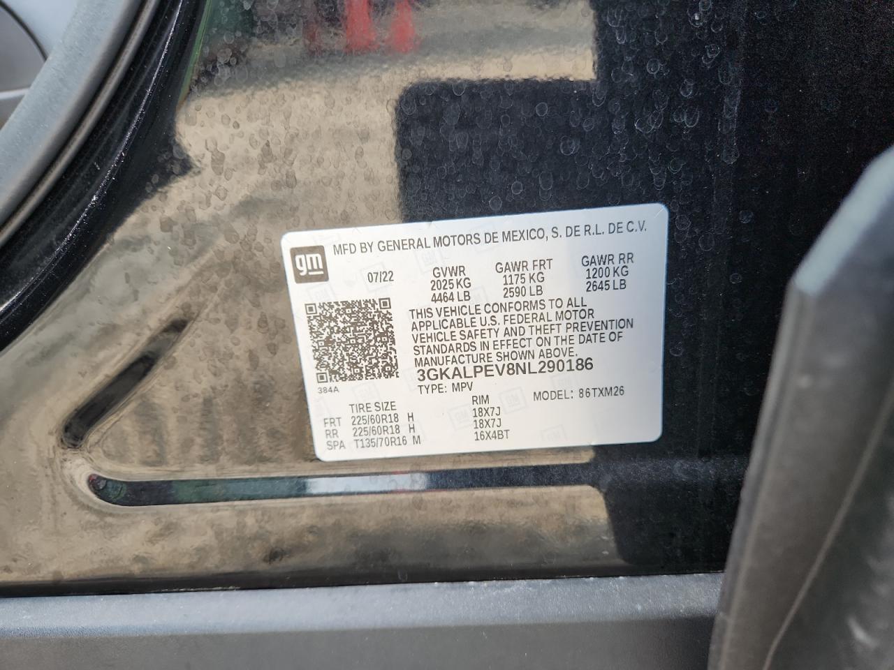 2022 GMC Terrain Slt VIN: 3GKALPEV8NL290186 Lot: 85152415