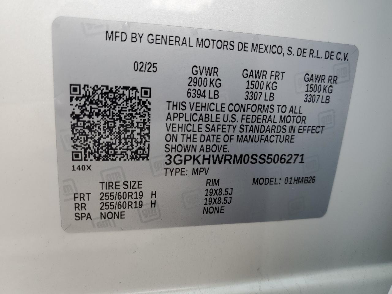 2025 Honda Prologue Tour VIN: 3GPKHWRM0SS506271 Lot: 85783445