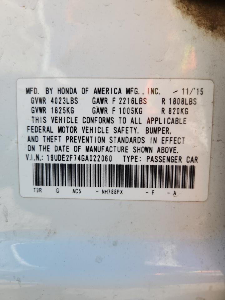 2016 Acura Ilx Premium VIN: 19UDE2F74GA022060 Lot: 84472055