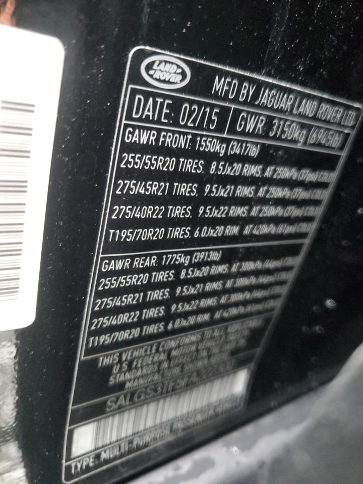 2015 Land Rover Range Rover Supercharged VIN: SALGS3TF5FA222300 Lot: 84802775