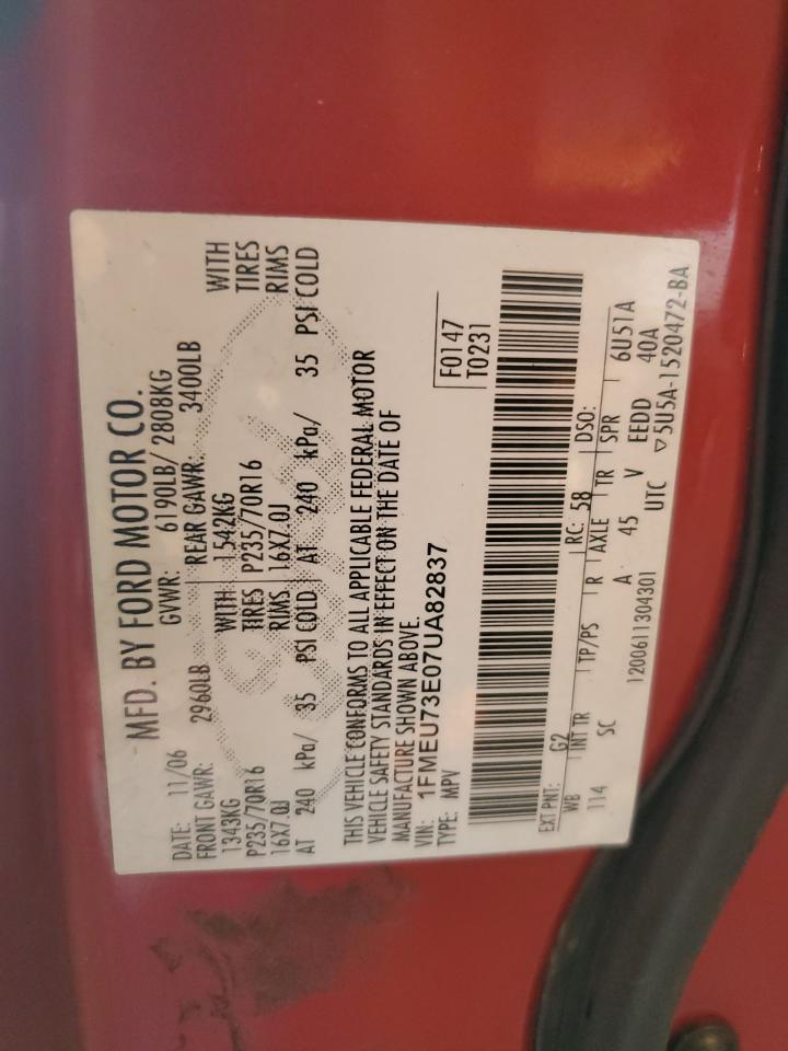 2007 Ford Explorer Xlt VIN: 1FMEU73E07UA82837 Lot: 81917255