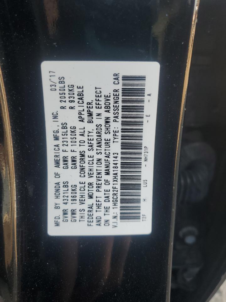2017 Honda Accord Sport Special Edition VIN: 1HGCR2F1XHA184143 Lot: 85515725