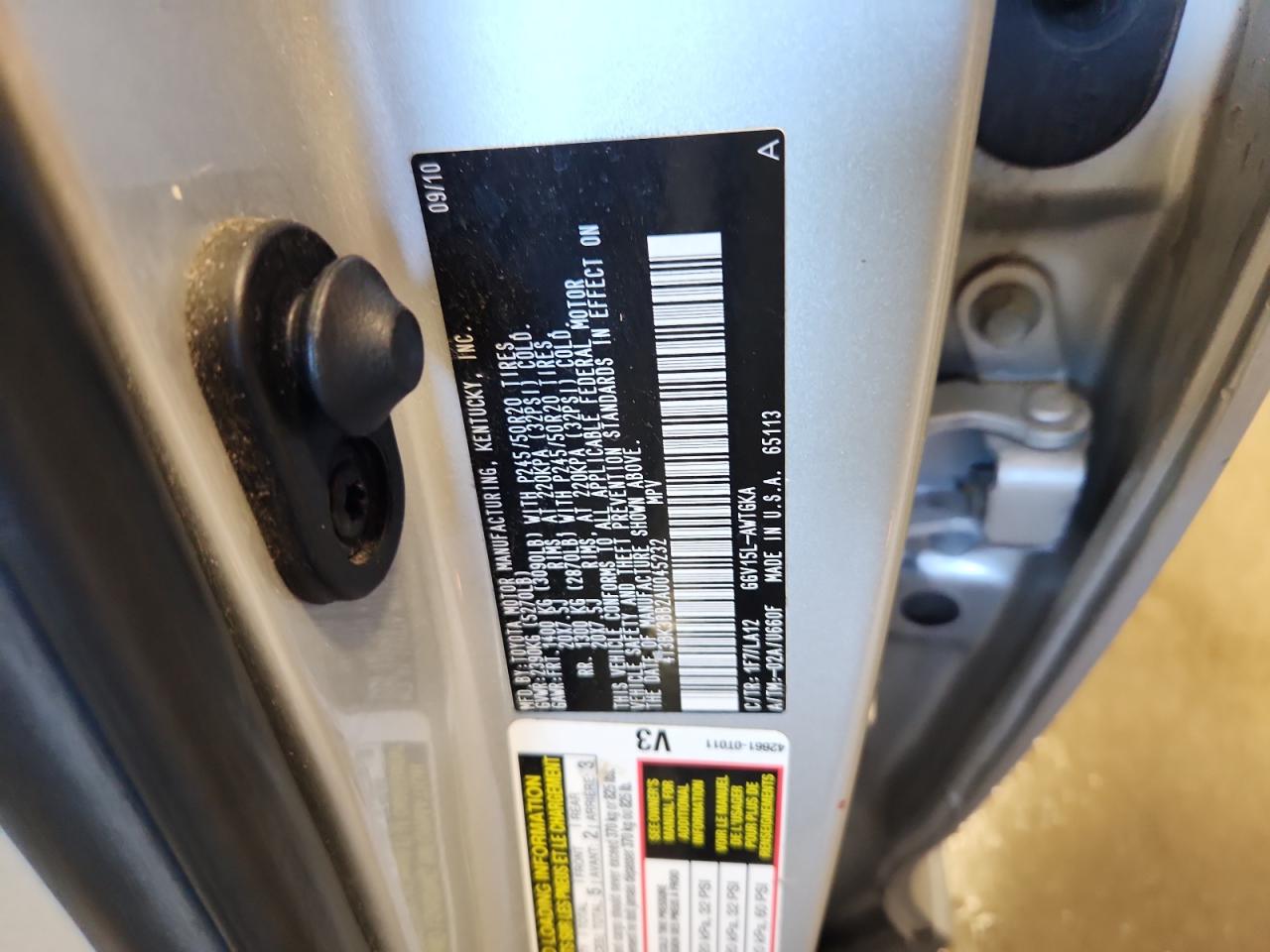 2010 Toyota Venza VIN: 4T3BK3BB2AU045232 Lot: 82188525