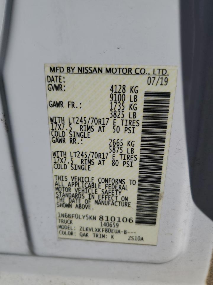 2019 Nissan Nv Delivery Van VIN: 1N6BF0LY5KN810106 Lot: 87373865