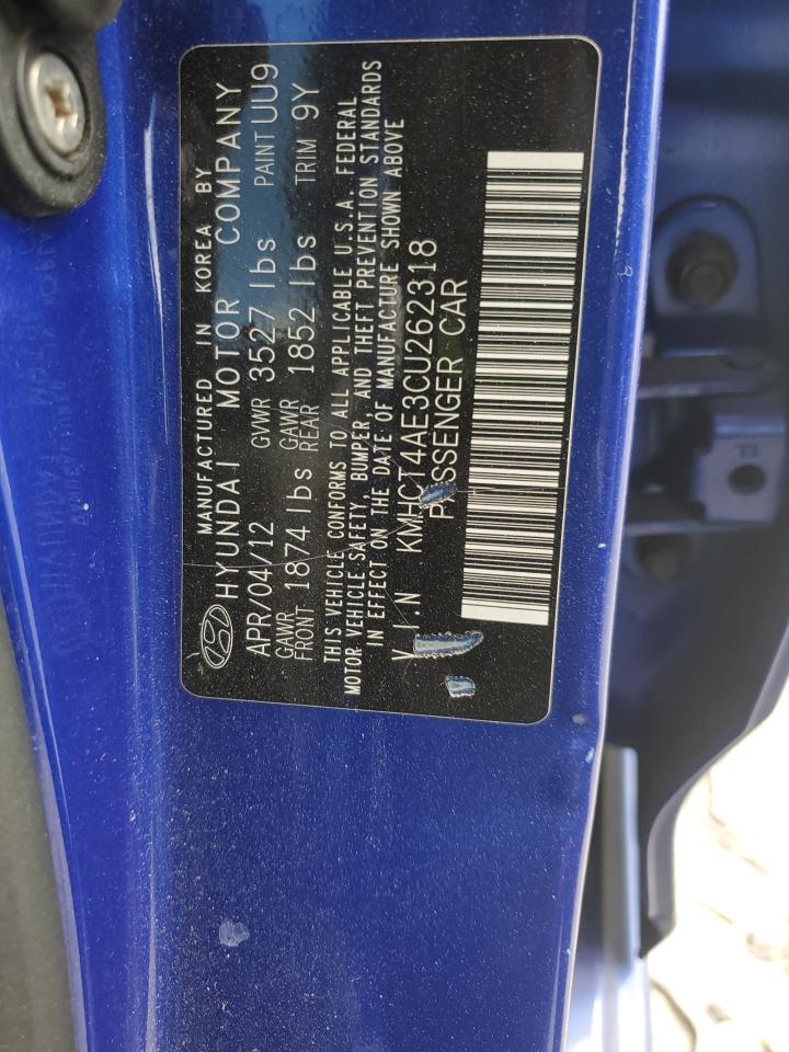 2012 Hyundai Accent Gls VIN: KMHCT4AE3CU262318 Lot: 82427005