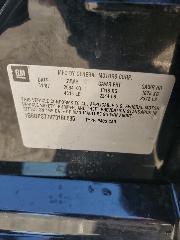 2007 Cadillac Cts Hi Feature V6 VIN: 1G6DP577070160695 Lot: 84872935