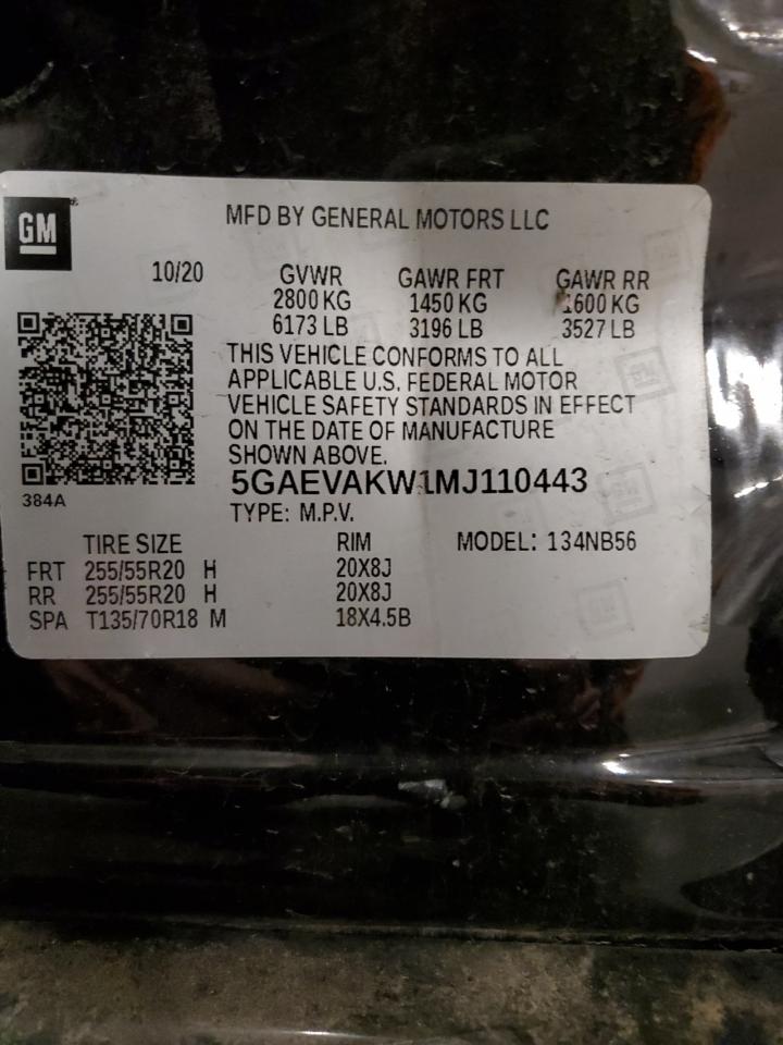 2021 Buick Enclave Essence VIN: 5GAEVAKW1MJ110443 Lot: 82642595