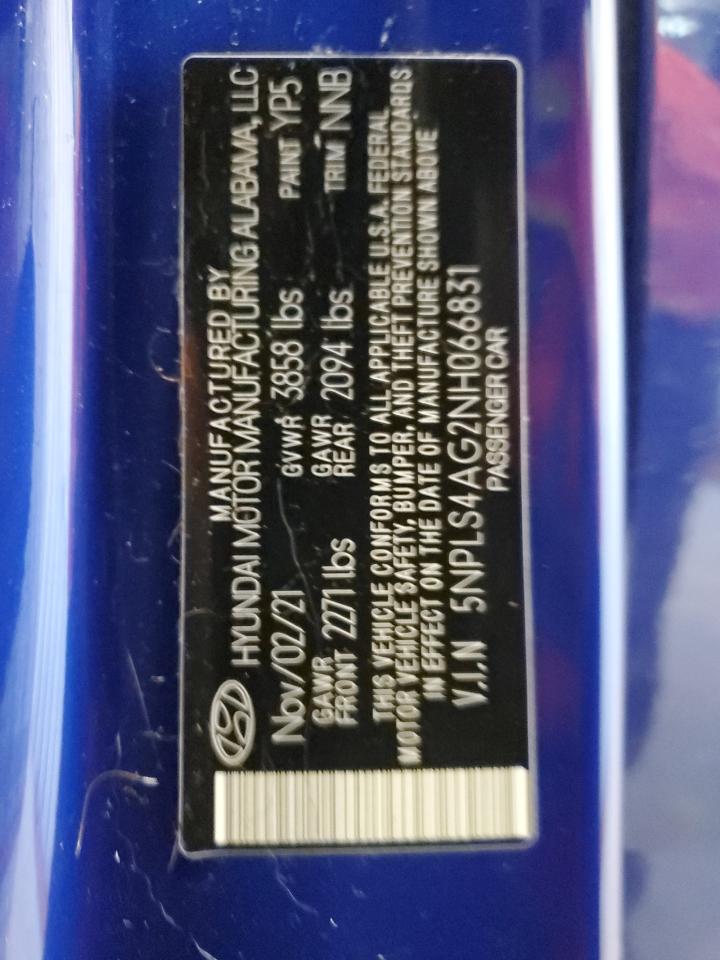 2022 Hyundai Elantra Sel VIN: 5NPLS4AG2NH066831 Lot: 82653995