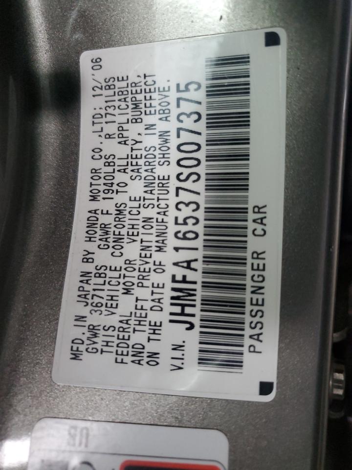 2007 Honda Civic Lx VIN: JHMFA16537S007375 Lot: 82196755