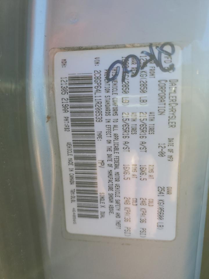 2001 Chrysler Town & Country Limited VIN: 2C8GP64L11R208539 Lot: 86694155