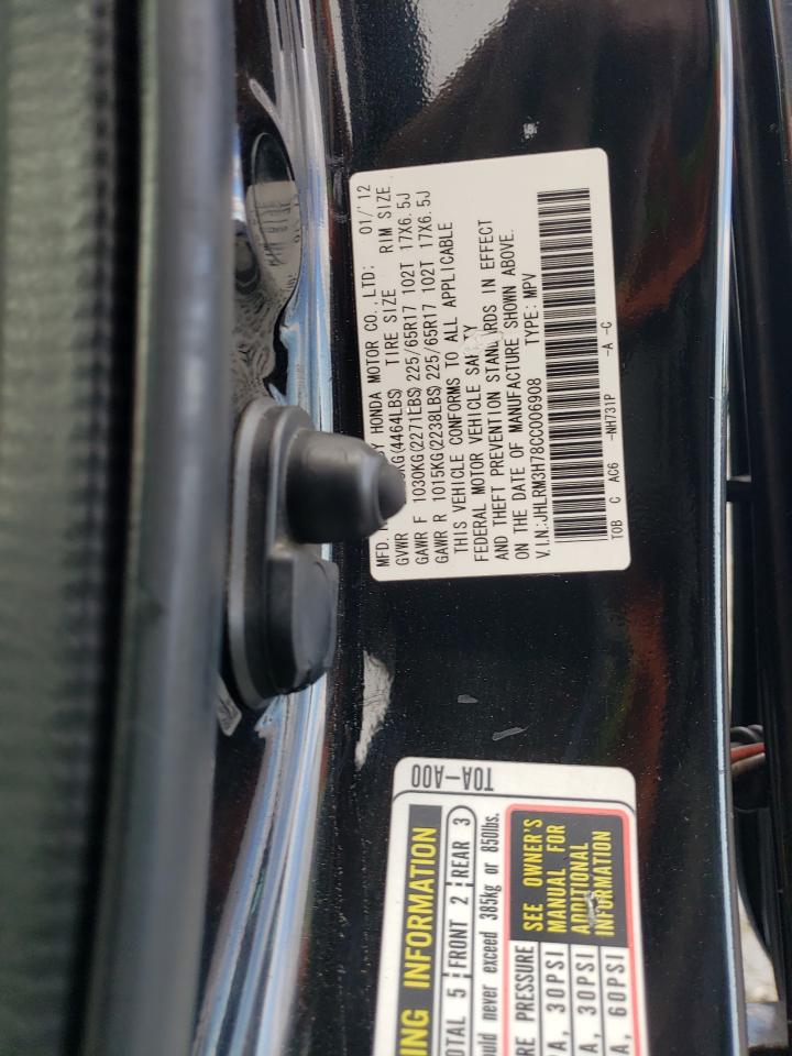 2012 Honda Cr-V Exl VIN: JHLRM3H78CC006908 Lot: 85934665