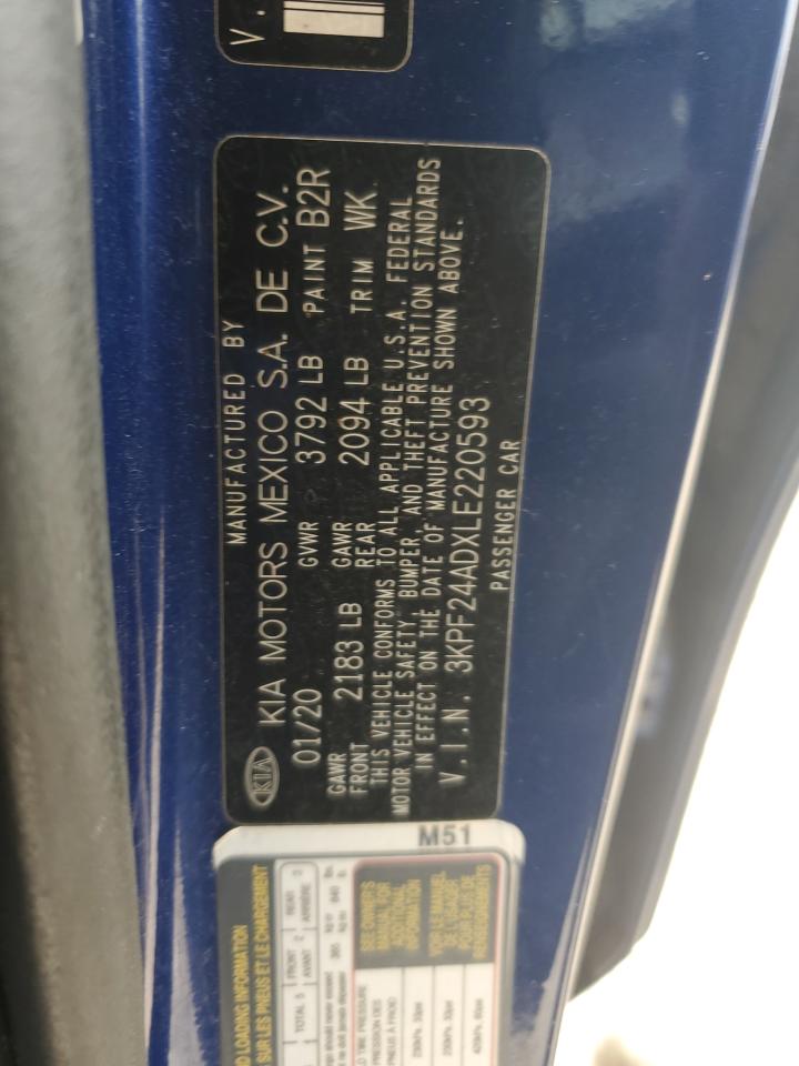 2020 Kia Forte Fe VIN: 3KPF24ADXLE220593 Lot: 82257935