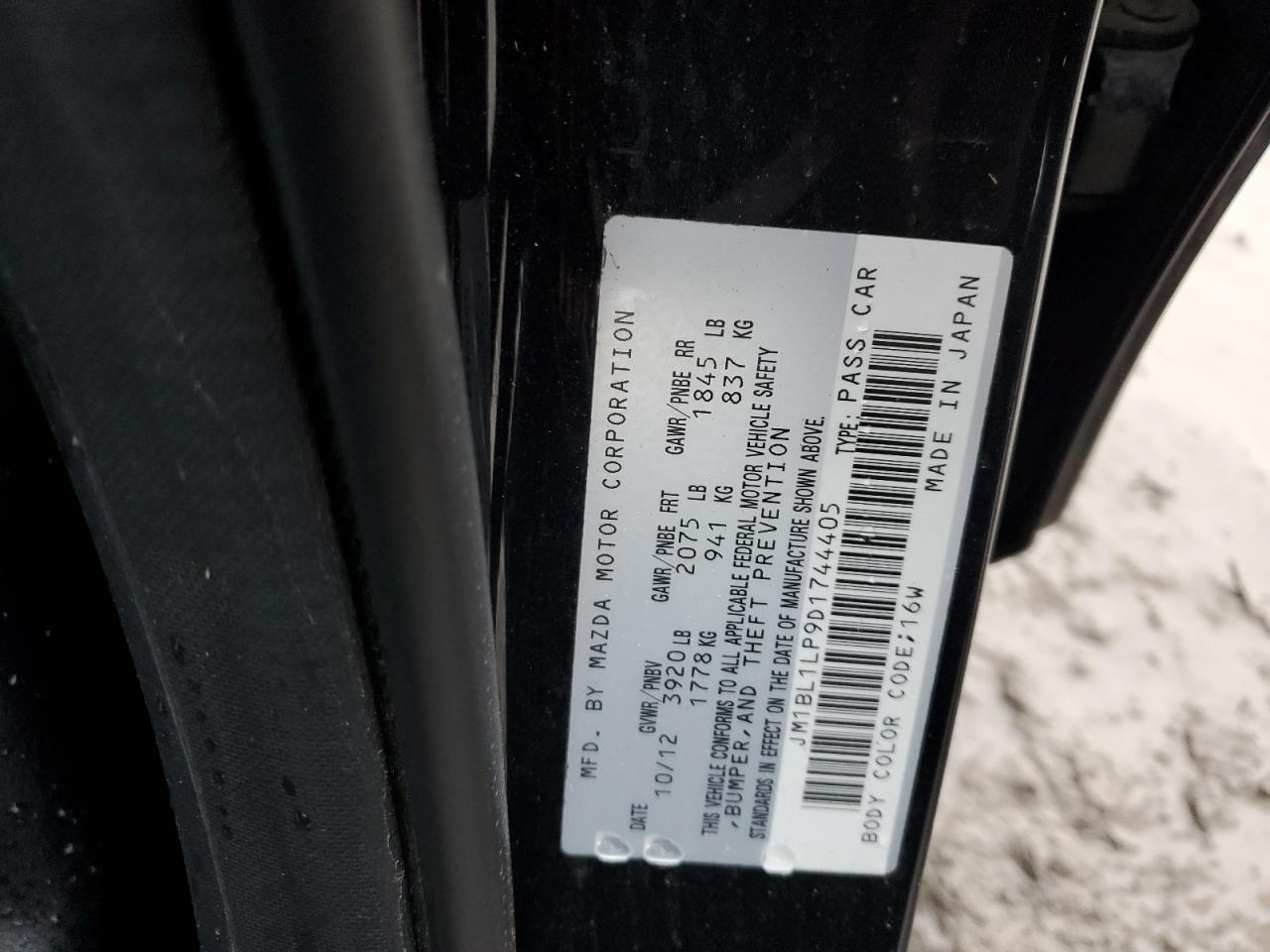 2013 Mazda 3 I VIN: JM1BL1LP9D1744405 Lot: 87305145