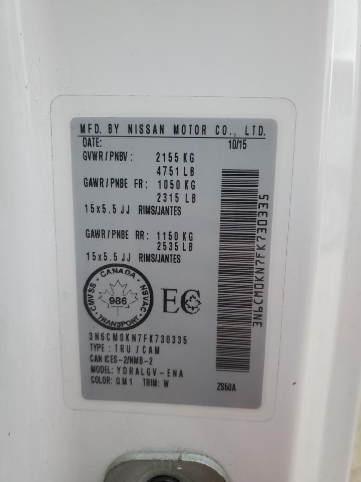 2015 Nissan Nv200 2.5S VIN: 3N6CM0KN7FK730335 Lot: 91338825