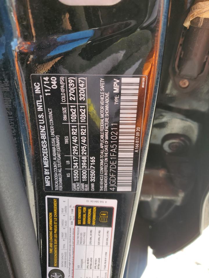 2015 Mercedes-Benz Gl 550 4Matic VIN: 4JGDF7DE1FA510211 Lot: 84711935