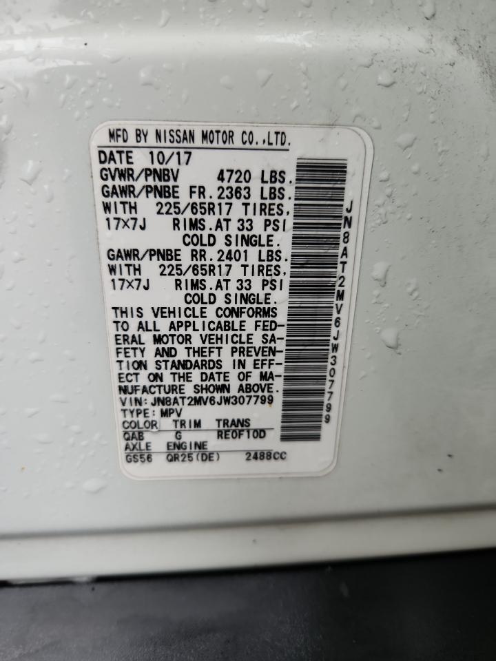 2018 Nissan Rogue S VIN: JN8AT2MV6JW307799 Lot: 86122205