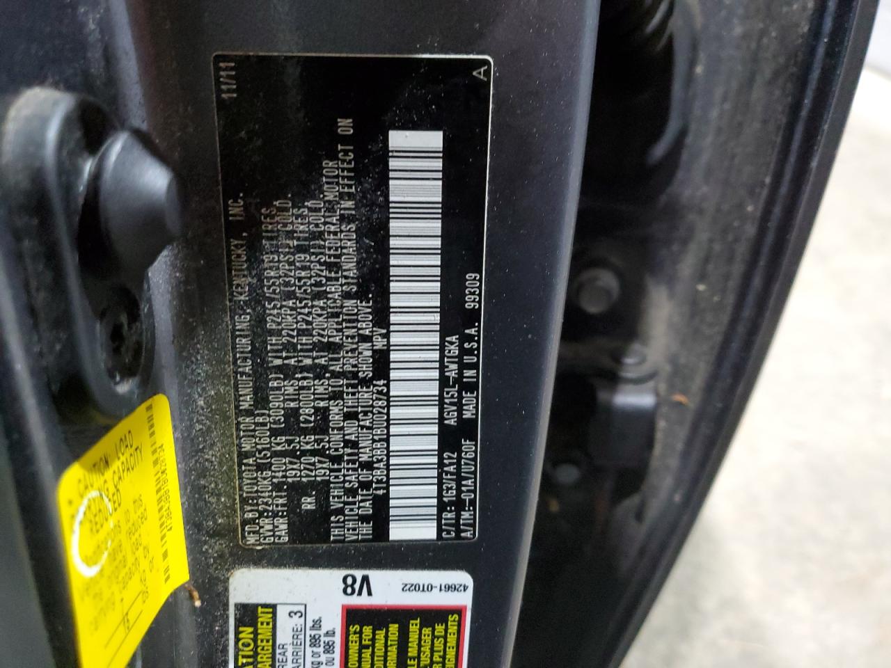 2011 Toyota Venza VIN: 4T3BA3BB1BU028734 Lot: 86219495